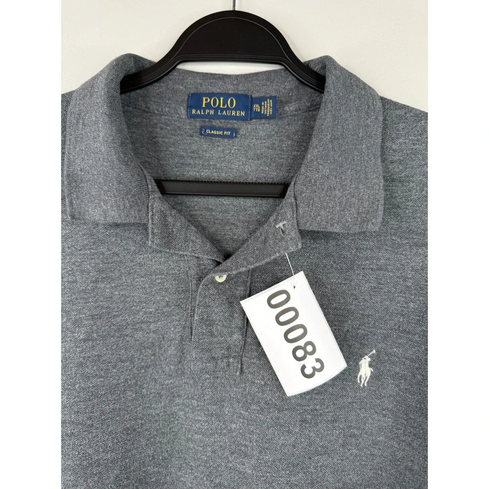 Polo Ralph Lauren Mens XXL Classic Fit Grey Short Sleeve Polo Shirt 100% Cotton